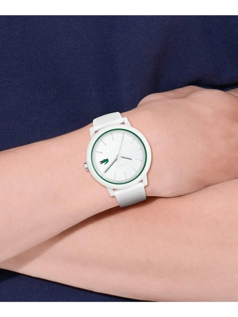 Men's White Rubber Strap Analog Quartz TR90 Case Premium Sporty Round Watch
